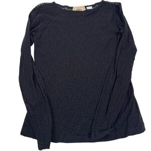 Vintage Black Lace Top Sheer Long‎ Sleeve 90s Dark Fairycore Whimsigoth